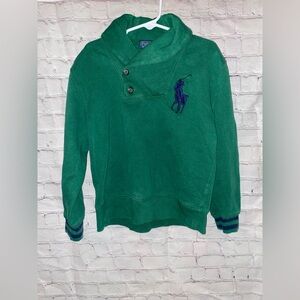 Polo by Ralph Lauren Forest Green Shawl-Neck Pullover with Navy Logo